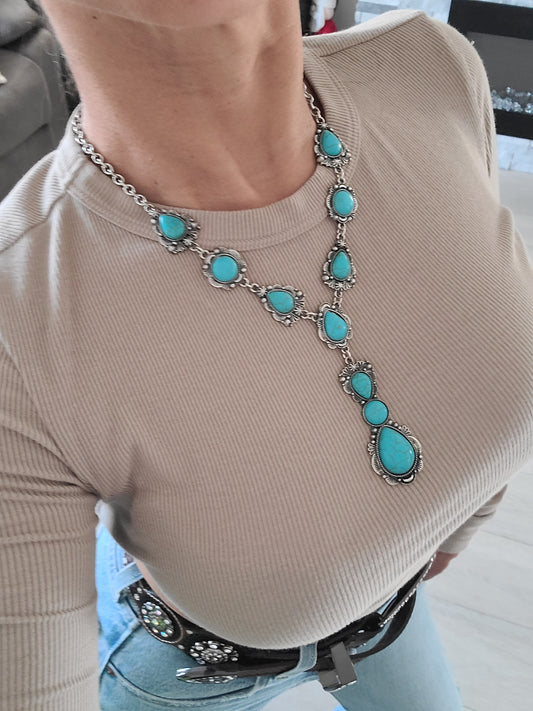 Lariat Turquoise Necklace Set