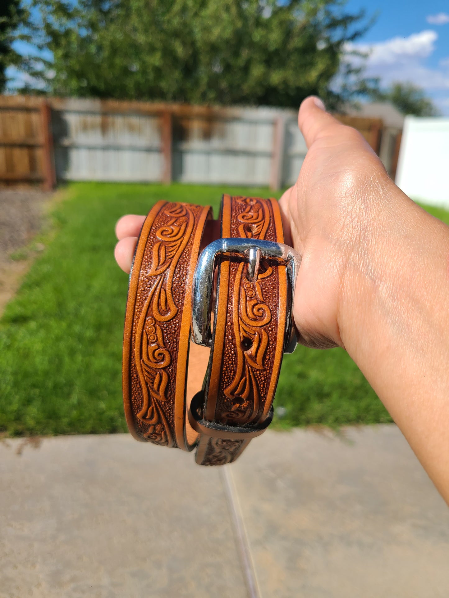 Leaf Leather Belt