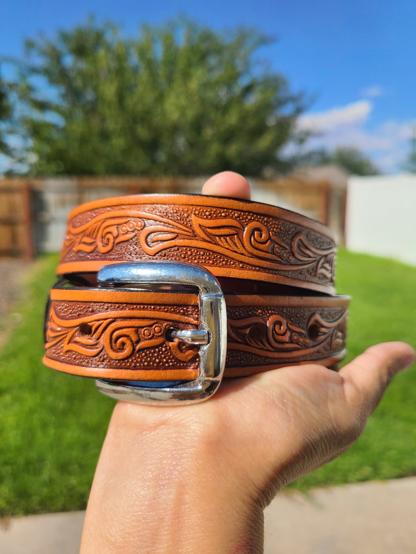 Leaf Leather Belt