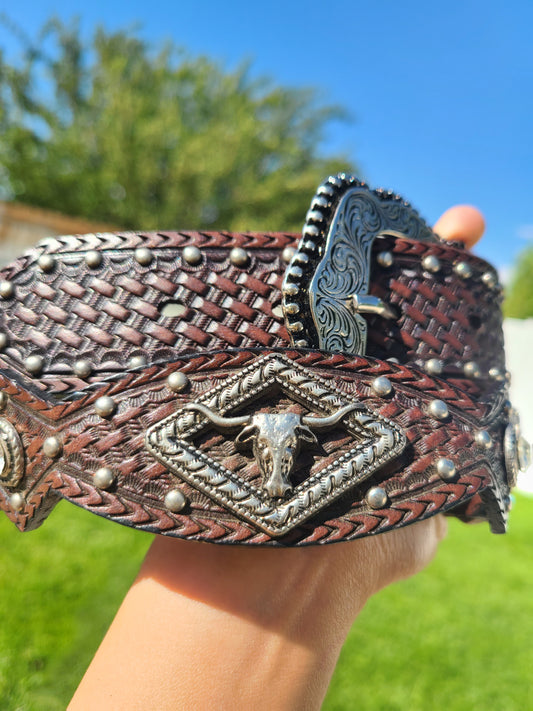 Bull Rider Tooled Belt