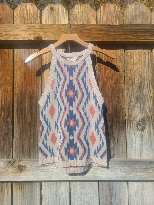 Blue Aztec Top