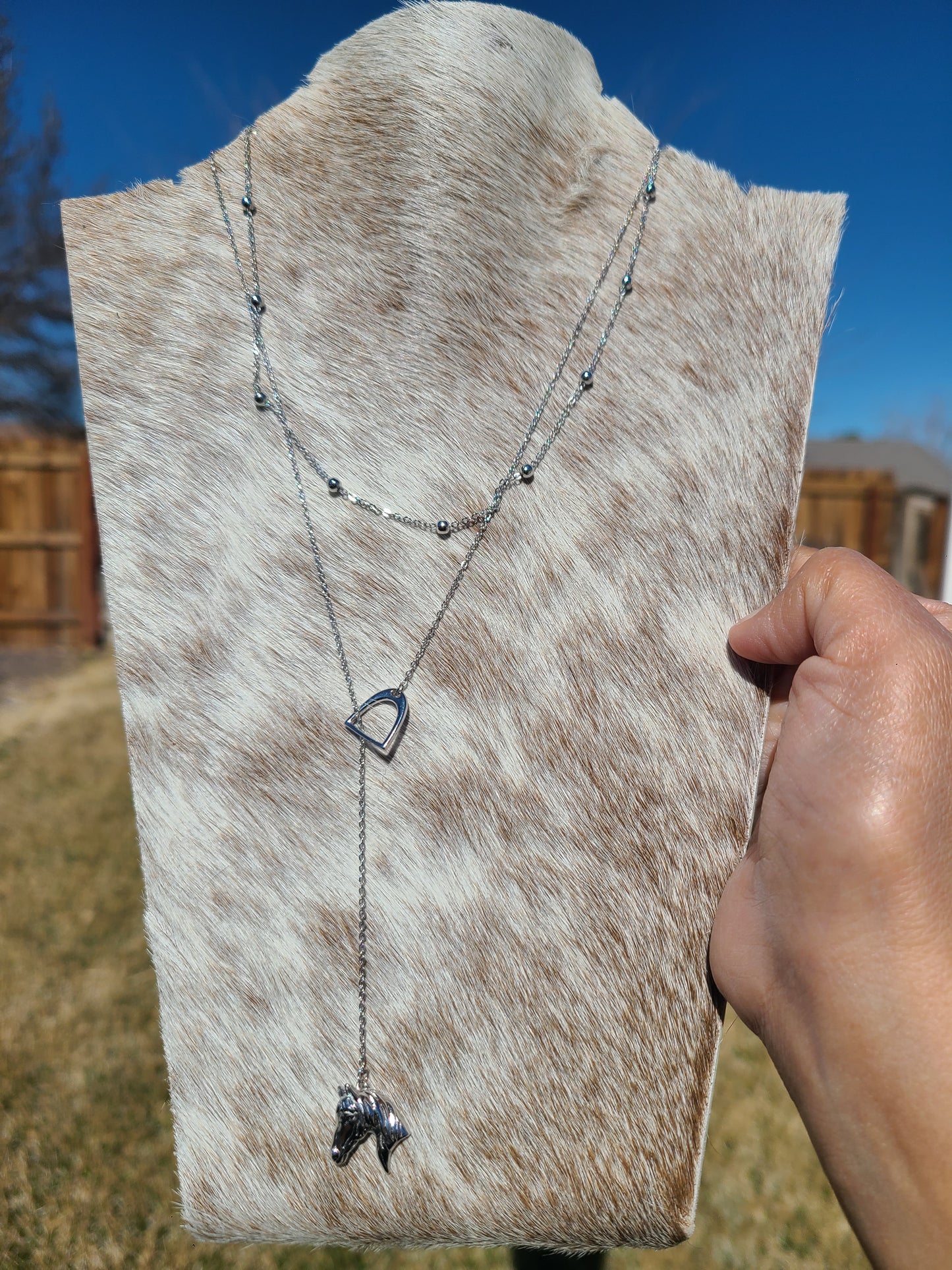 Lariat Layered Horse Necklace