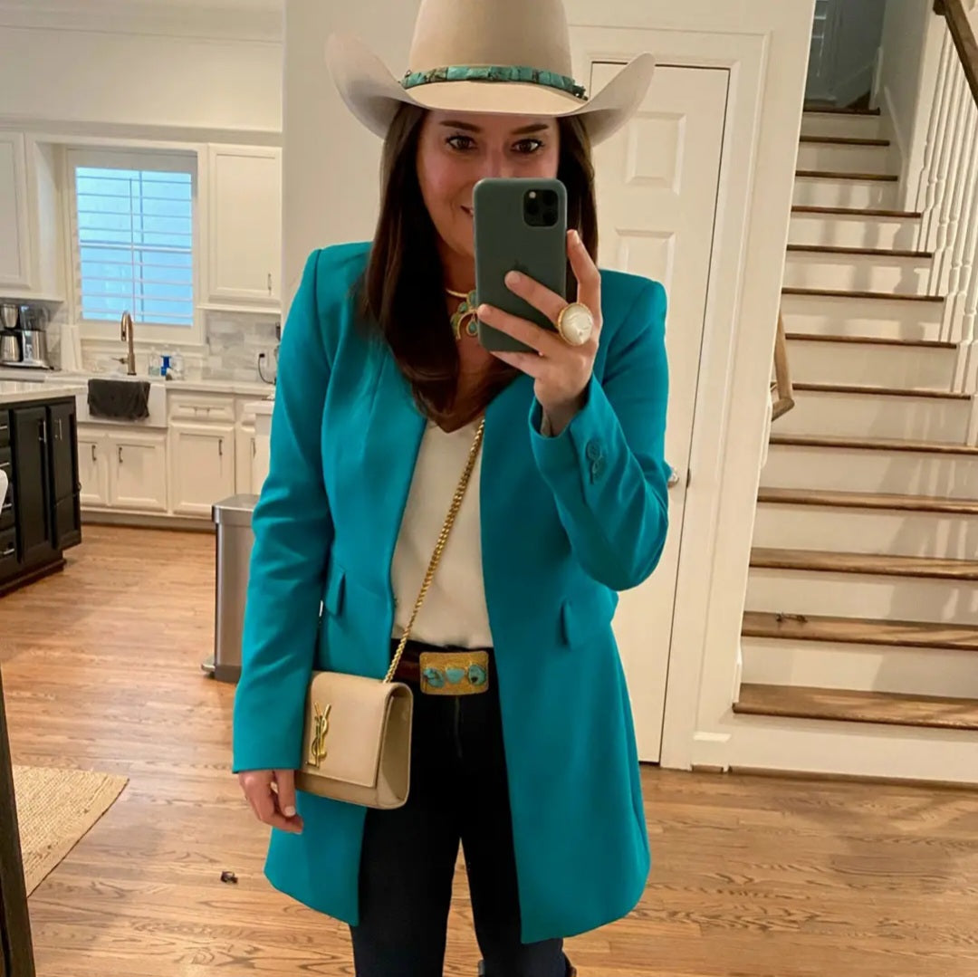 Turquoise & Hammered Gold Buckle