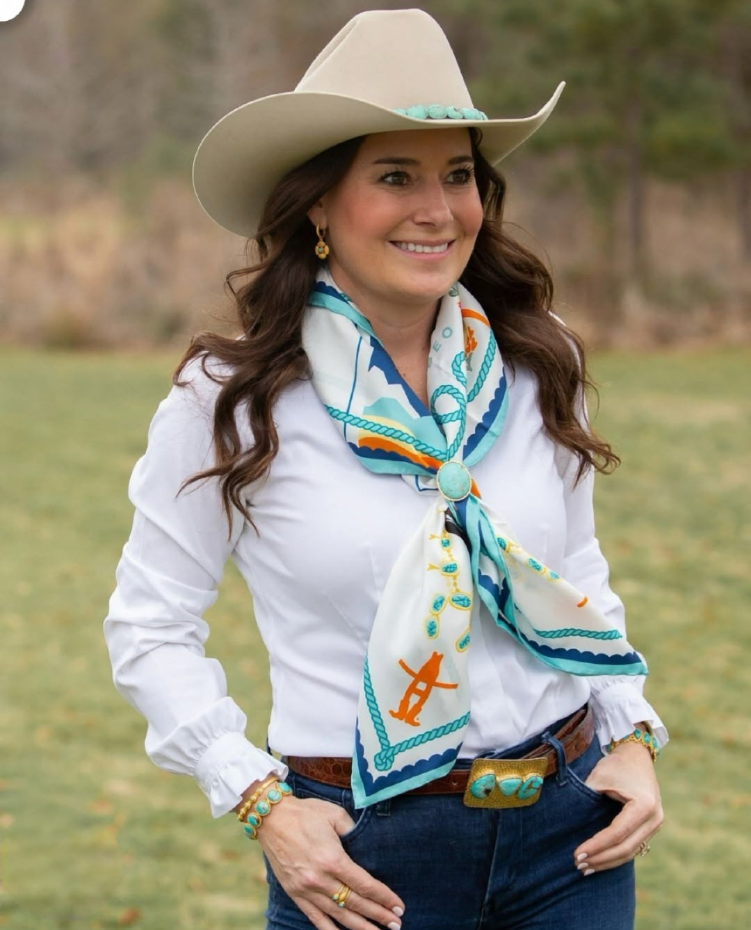 Turquoise & Hammered Gold Buckle