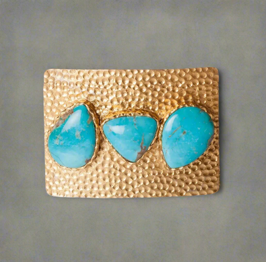 Turquoise & Hammered Gold Buckle