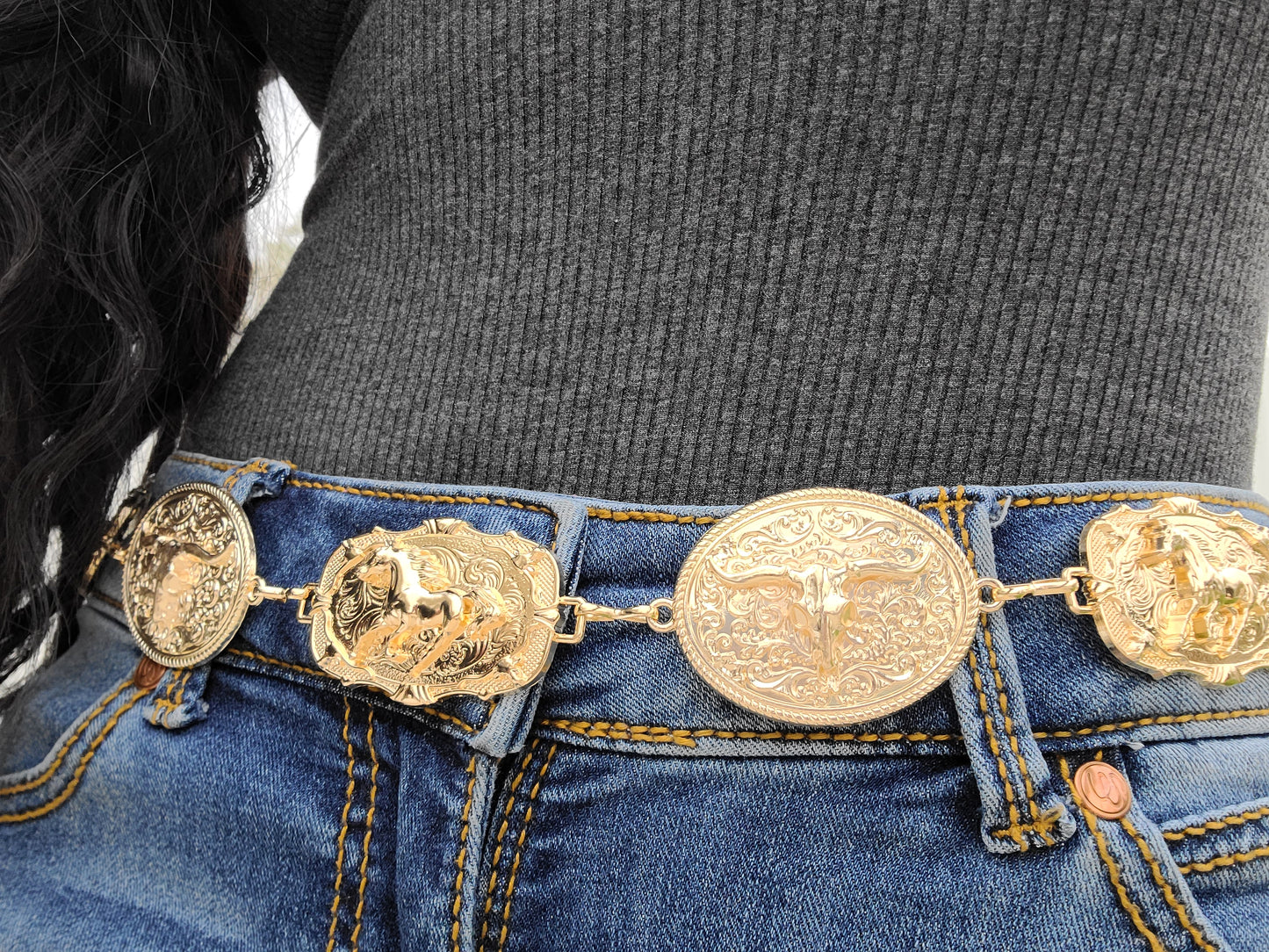 Horse Buckle Necklace and Belt Set