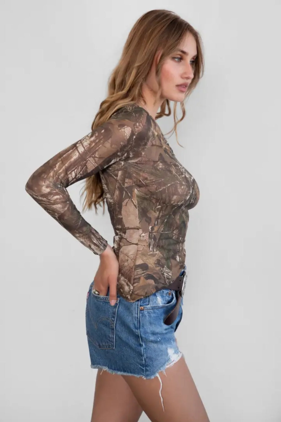 Camo Off the Shoulder Top