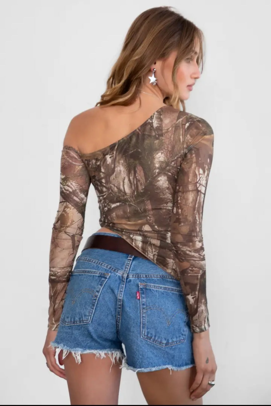 Camo Off the Shoulder Top