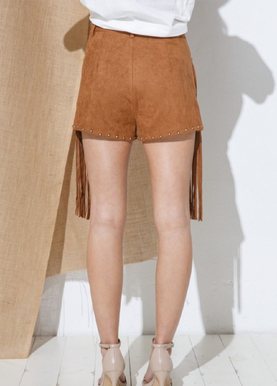 Wildlife 2 Fringe Camel Shorts