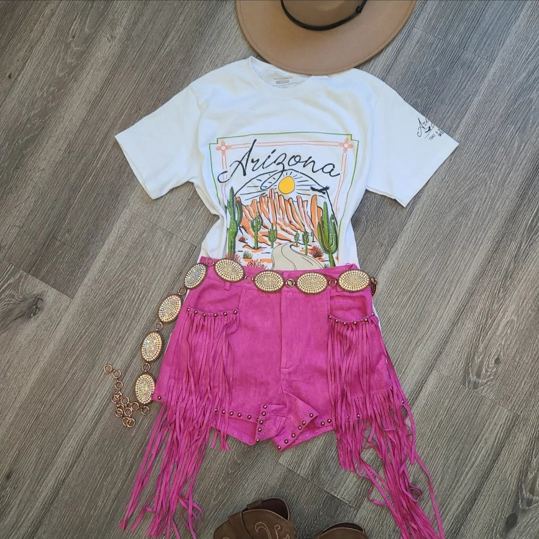 Wildlife Fringe Pink Shorts
